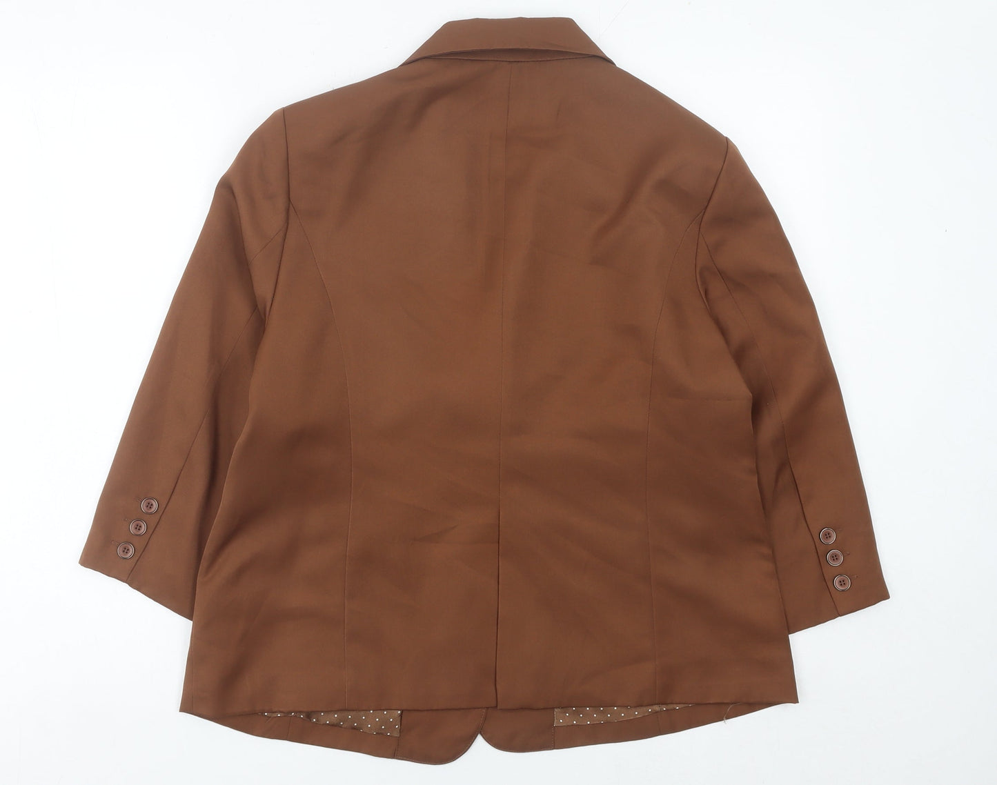 Red Herring Women Brown Blazer Jacket L Notch Lapel Single-Breasted