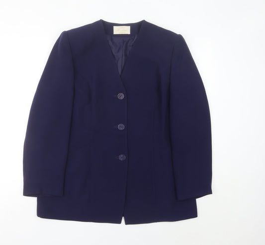Eastex Women’s Blue Size 14 Classic Three-Button Suit Jacket