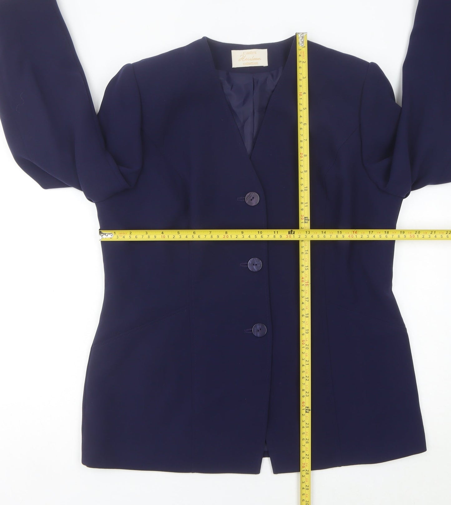 Eastex Women’s Blue Size 14 Classic Three-Button Suit Jacket