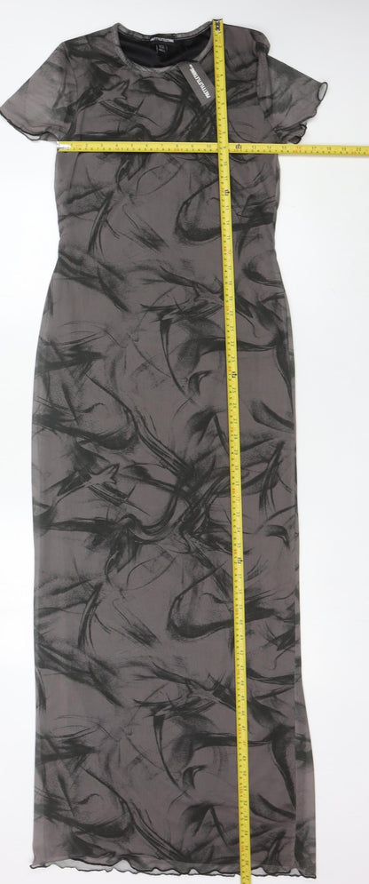 PrettyLittleThing Women’s Grey Mesh Long Bodycon Dress Size 14