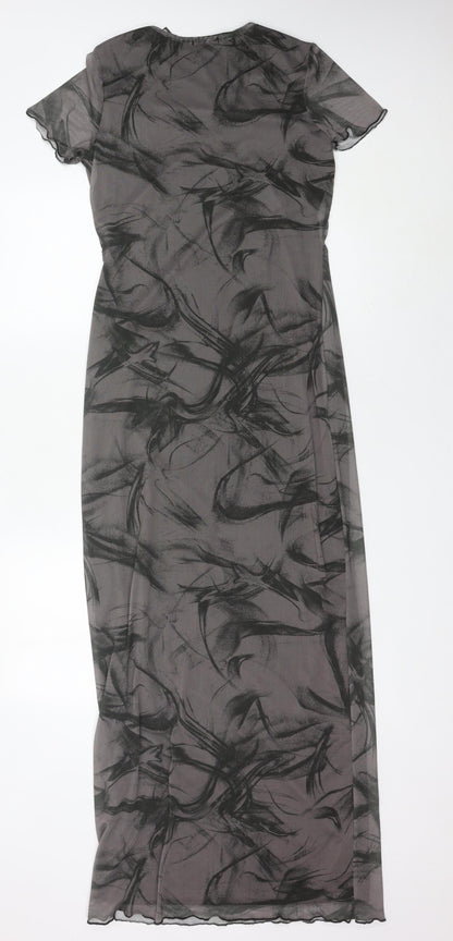 PrettyLittleThing Women’s Grey Mesh Long Bodycon Dress Size 14