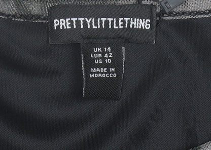 PrettyLittleThing Women’s Grey Mesh Long Bodycon Dress Size 14