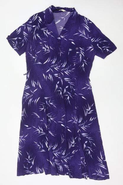 Marks and Spencer Women’s Purple Floral Shirt Dress Size 16