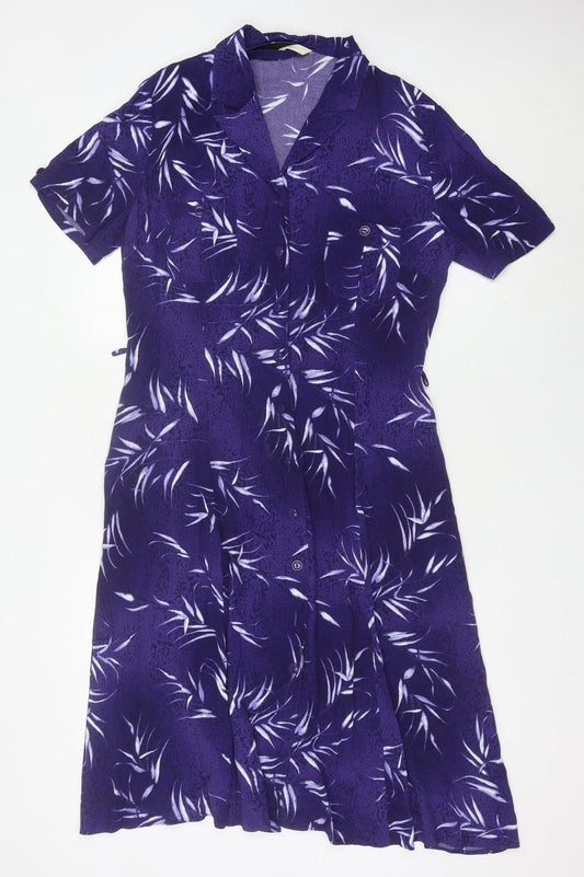 Marks and Spencer Women’s Purple Floral Shirt Dress Size 16
