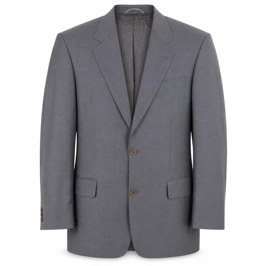 Mens Grey Wool Blazer Jacket 42L Single Breasted Classic Notch Lapel