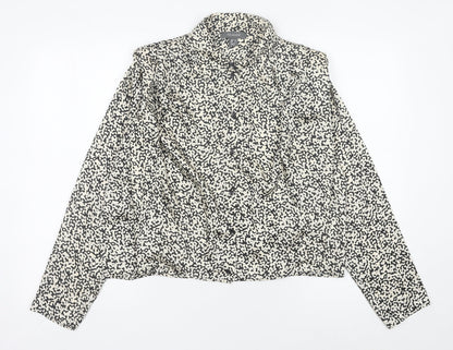 Primark Women’s Black Animal Print Collared Button-Up Shirt Size 12