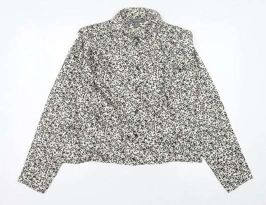 Primark Women’s Black Animal Print Collared Button-Up Shirt Size 12