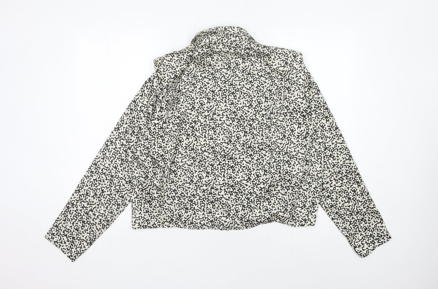 Primark Women’s Black Animal Print Collared Button-Up Shirt Size 12