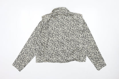 Primark Women’s Black Animal Print Collared Button-Up Shirt Size 12