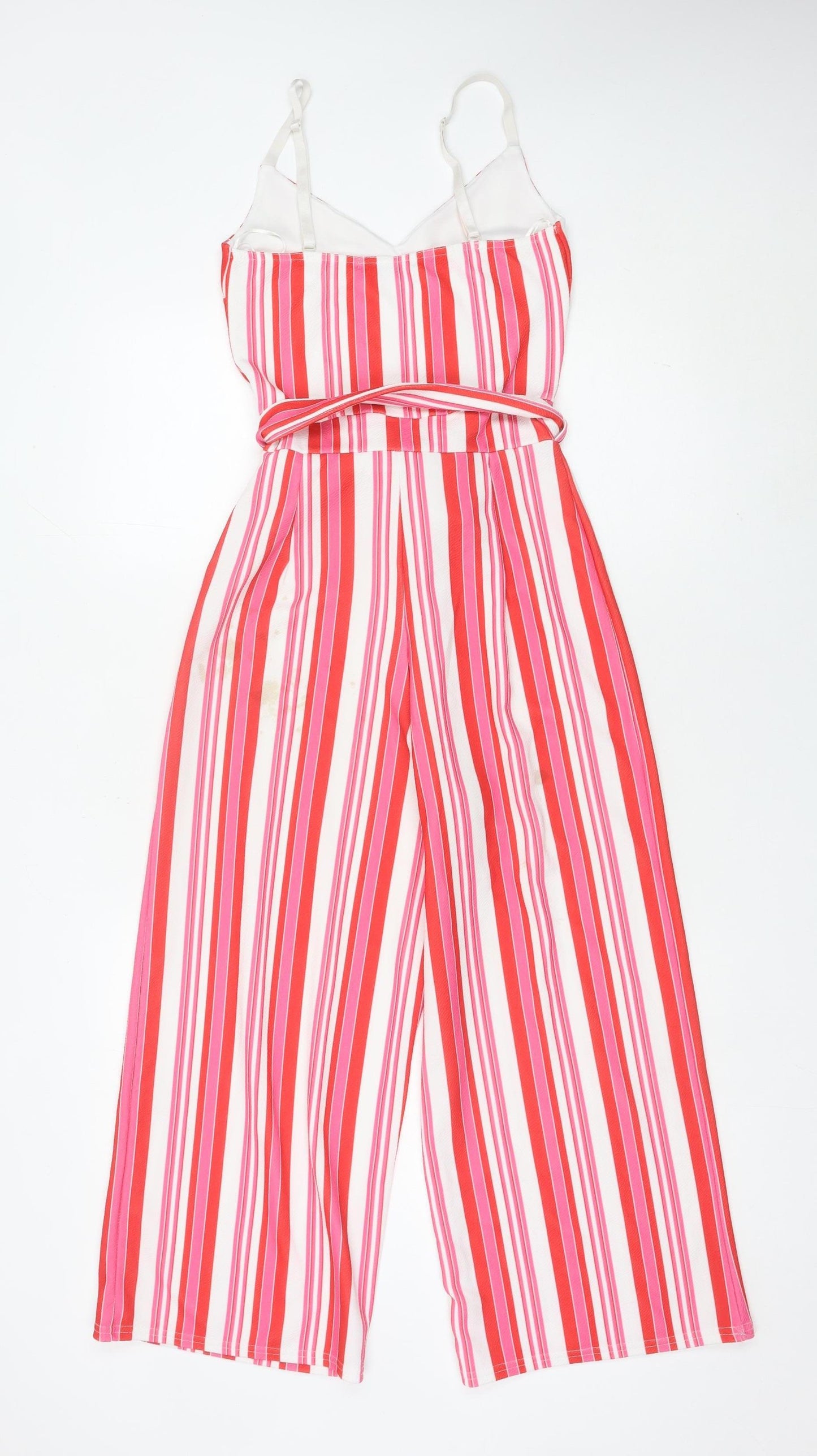 Quiz Women’s Multicoloured Striped Jumpsuit Size 6 Wide-Leg V-Neck