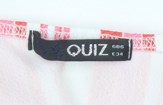 Quiz Women’s Multicoloured Striped Jumpsuit Size 6 Wide-Leg V-Neck