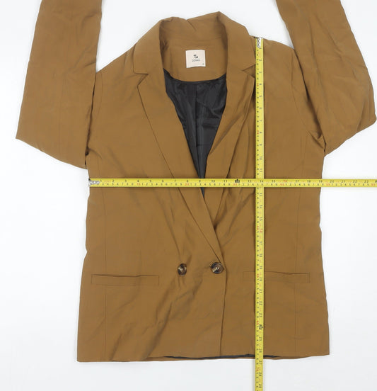 Tu Woman Brown Double-Breasted Blazer Jacket Size 14