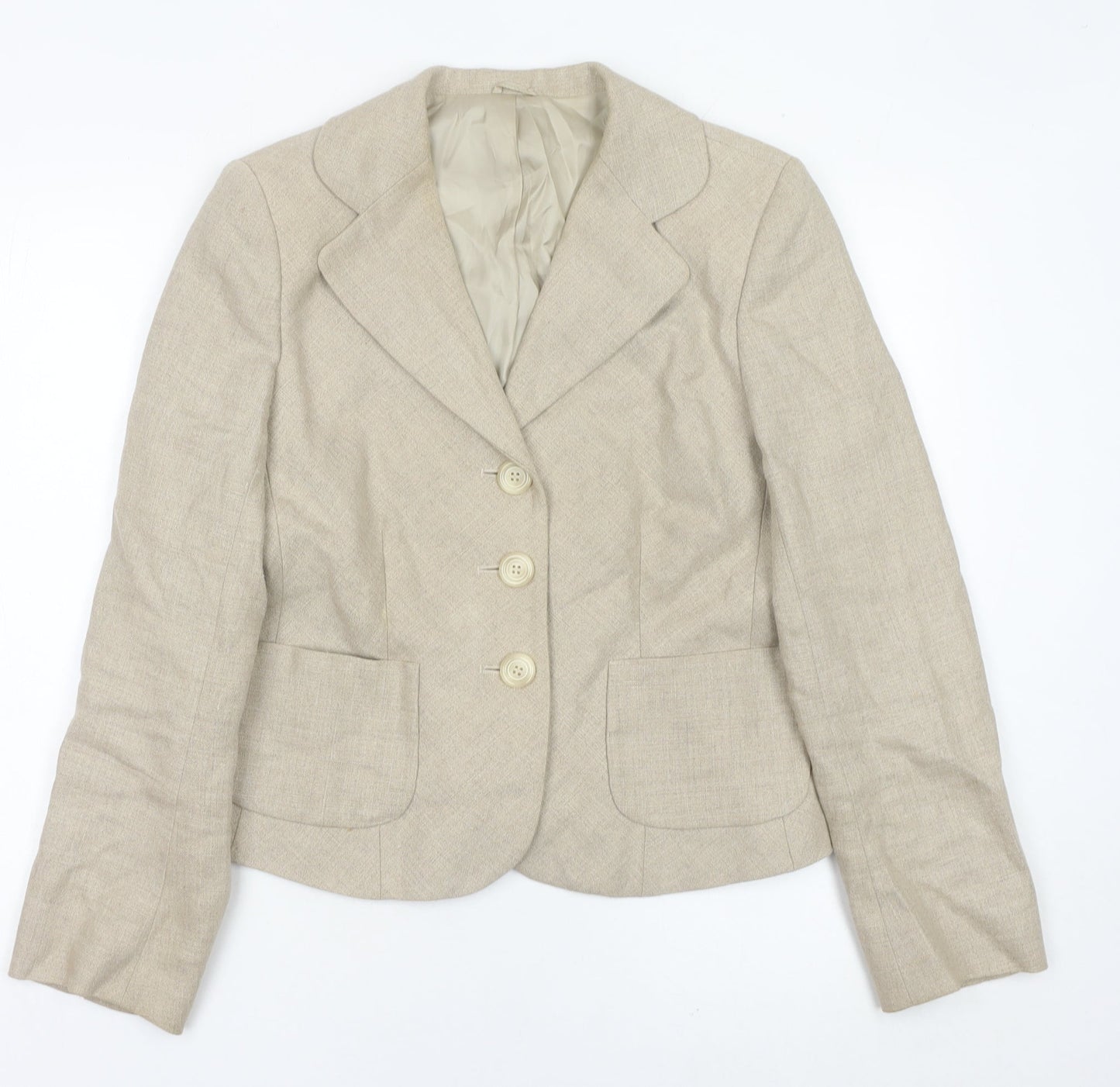 Hobbs Women’s Beige Linen Tailored Suit Jacket Blazer Size 12