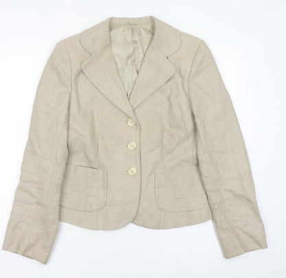 Hobbs Women’s Beige Linen Tailored Suit Jacket Blazer Size 12