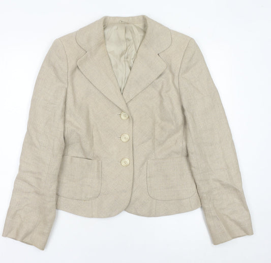 Hobbs Women’s Beige Linen Tailored Suit Jacket Blazer Size 12