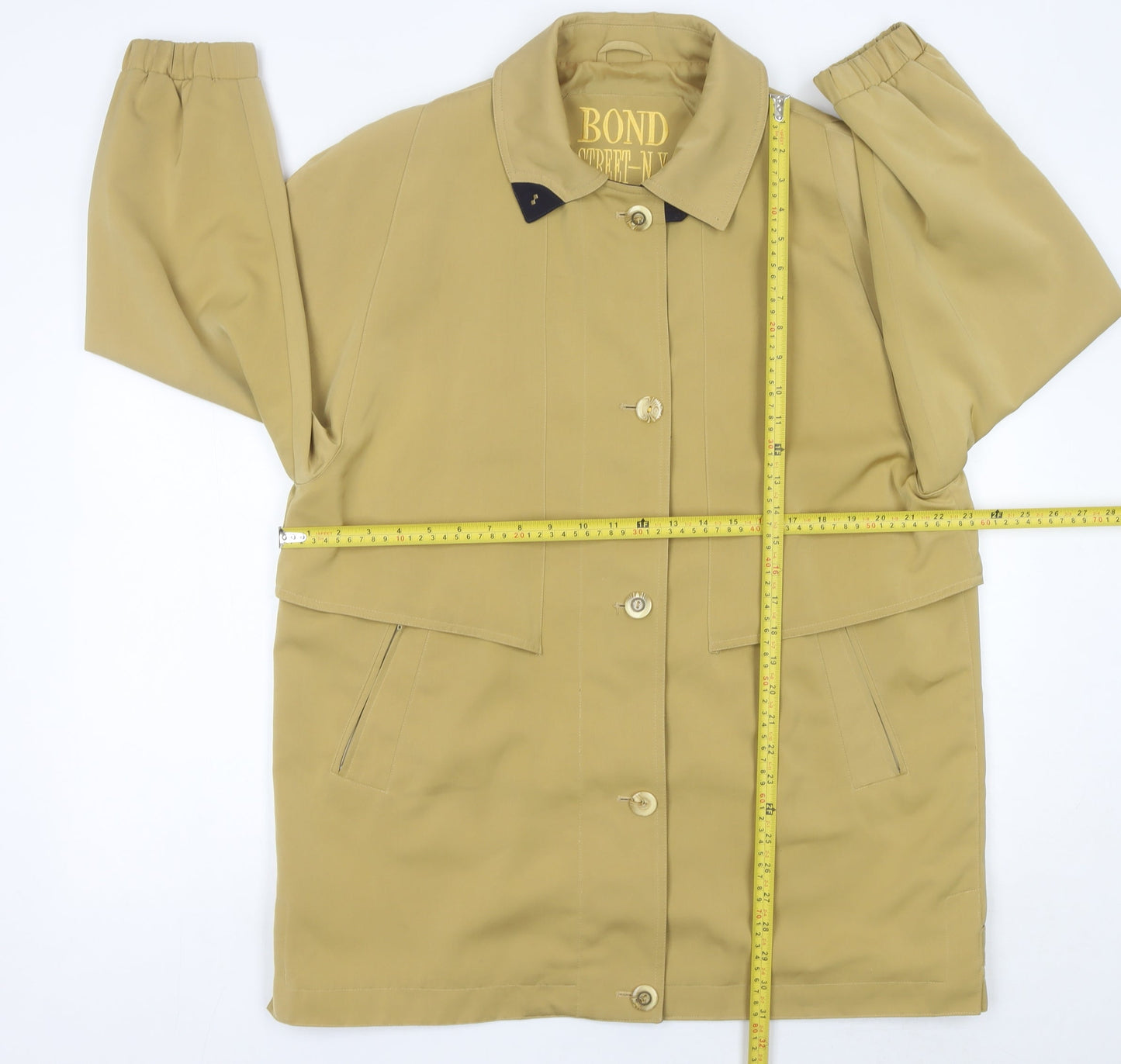 Bond Street N.Y. Womens Beige Polyester Overcoat Size 14