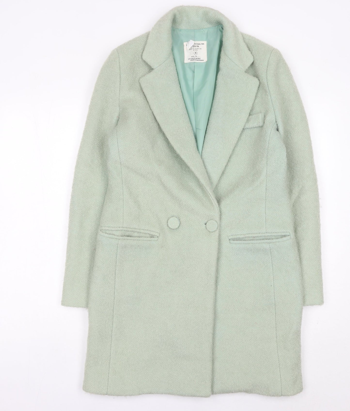 YEOU-YA Womens Green Wool Mid-Length Overcoat Size M