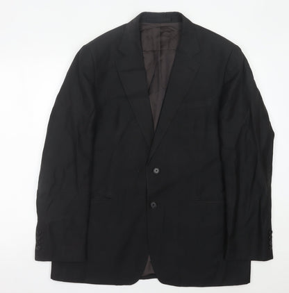 Jaeger Men's Black 42R Wool Blazer Jacket Classic Formal