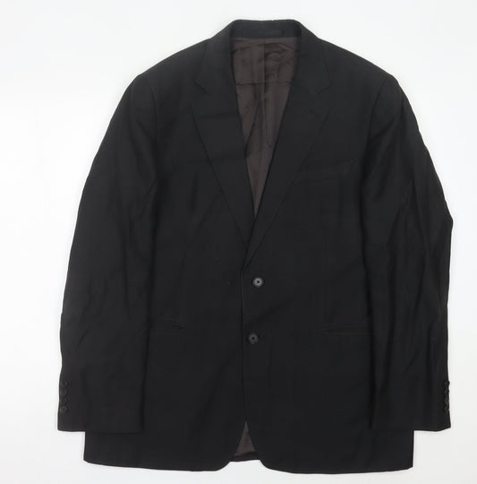Jaeger Men's Black 42R Wool Blazer Jacket Classic Formal