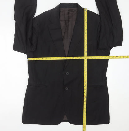 Jaeger Men's Black 42R Wool Blazer Jacket Classic Formal