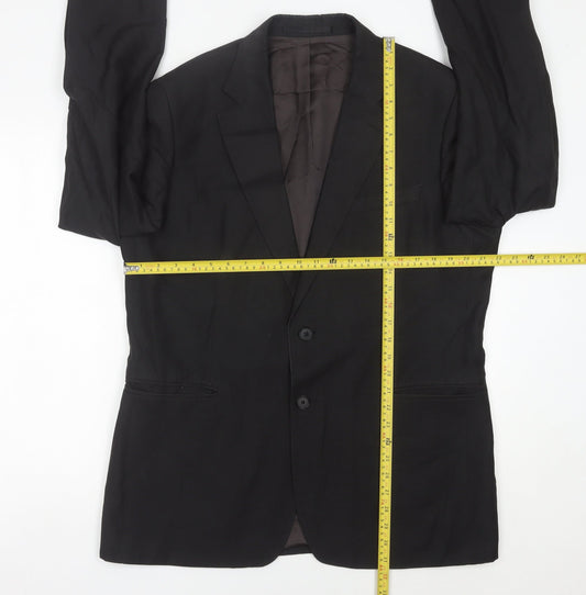 Jaeger Men's Black 42R Wool Blazer Jacket Classic Formal