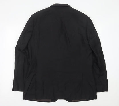 Jaeger Men's Black 42R Wool Blazer Jacket Classic Formal