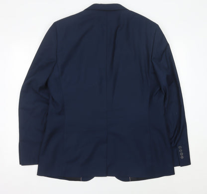 George Men’s Blue Blazer Jacket 44R Regular Fit Polyester Viscose