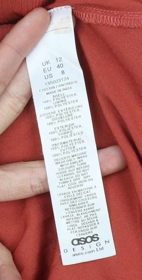 ASOS Design Women’s Red Maxi Dress Size 12 Off Shoulder Flutter Sleeve