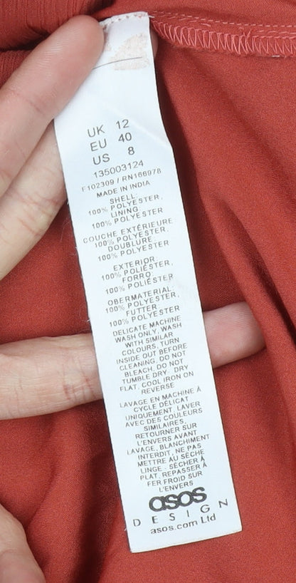 ASOS Design Women’s Red Maxi Dress Size 12 Off Shoulder Flutter Sleeve