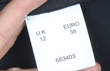 Minuet Womens Black Lace High Neck Blouse UK 12 Short Sleeve Evening