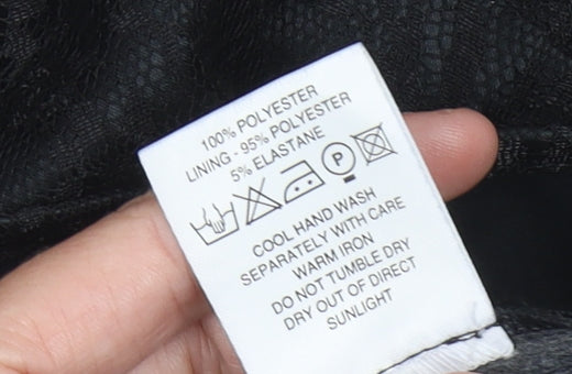 Minuet Womens Black Lace High Neck Blouse UK 12 Short Sleeve Evening