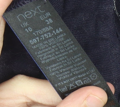 Next Womens Black Floral Shirt Dress Size 10 Collared 3/4 Sleeve