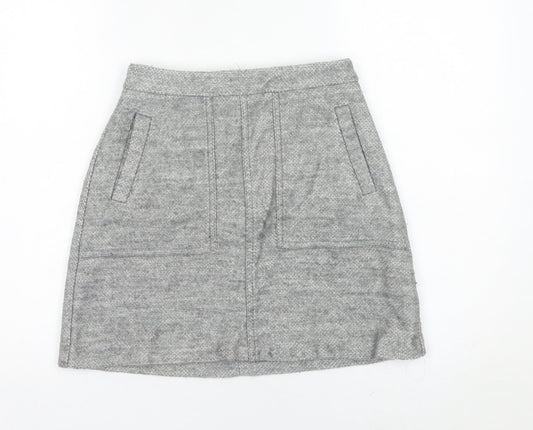 New Look Womens Grey A-Line Knee Length Skirt Size 6 with Pockets