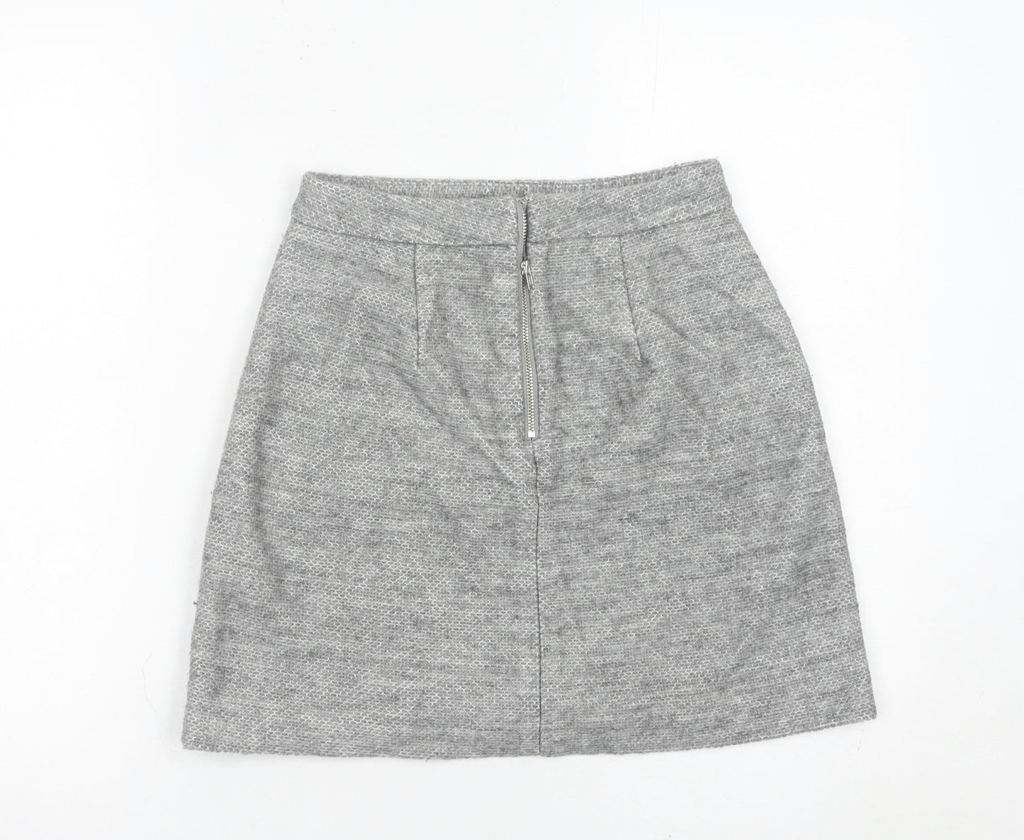New Look Womens Grey A-Line Knee Length Skirt Size 6 with Pockets
