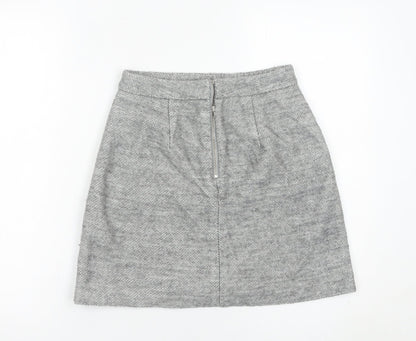 New Look Womens Grey A-Line Knee Length Skirt Size 6 with Pockets