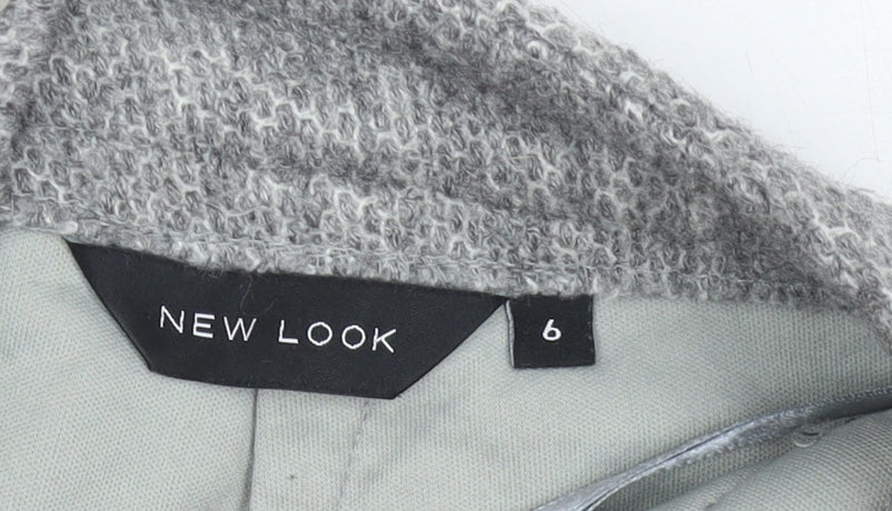New Look Womens Grey A-Line Knee Length Skirt Size 6 with Pockets