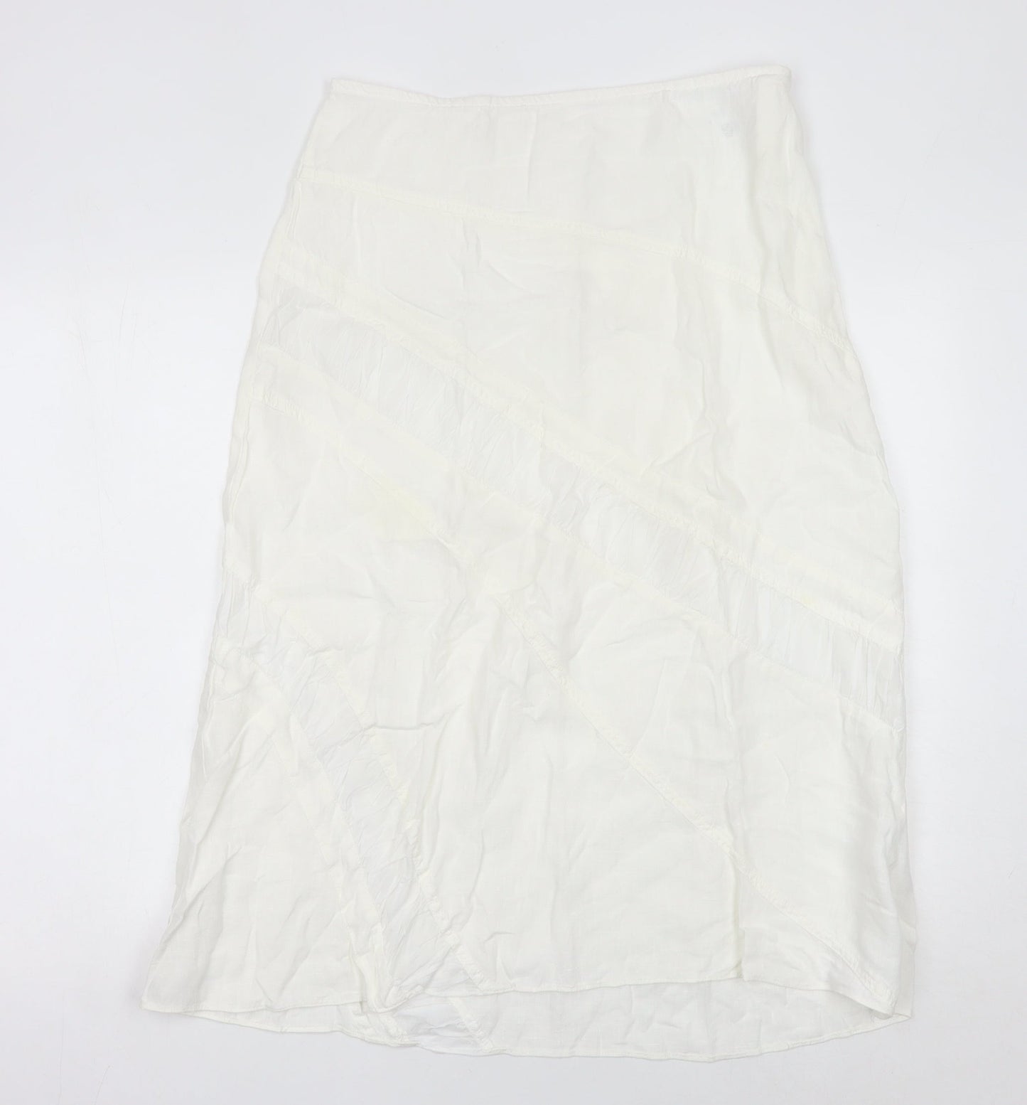 Marks and Spencer Women Ivory Linen Midi Skirt Size 12 Straight Style