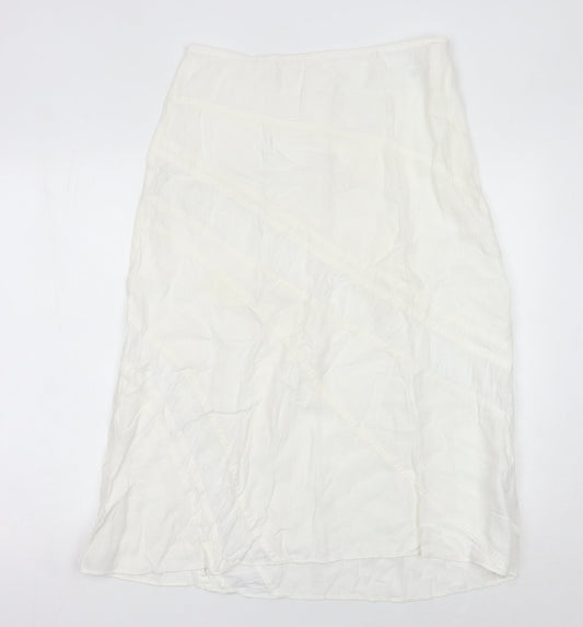 Marks and Spencer Women Ivory Linen Midi Skirt Size 12 Straight Style
