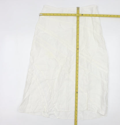 Marks and Spencer Women Ivory Linen Midi Skirt Size 12 Straight Style