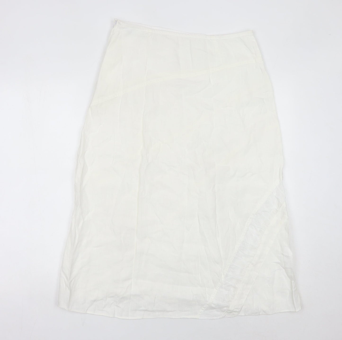 Marks and Spencer Women Ivory Linen Midi Skirt Size 12 Straight Style