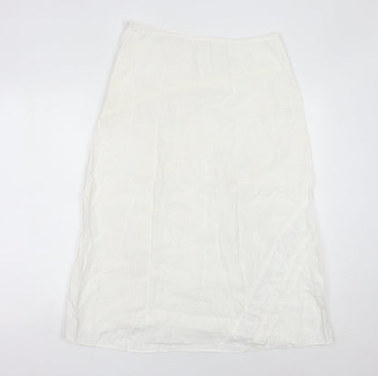 Marks and Spencer Women Ivory Linen Midi Skirt Size 12 Straight Style