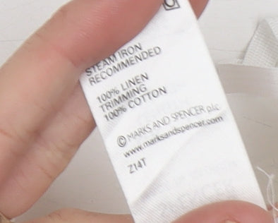 Marks and Spencer Women Ivory Linen Midi Skirt Size 12 Straight Style