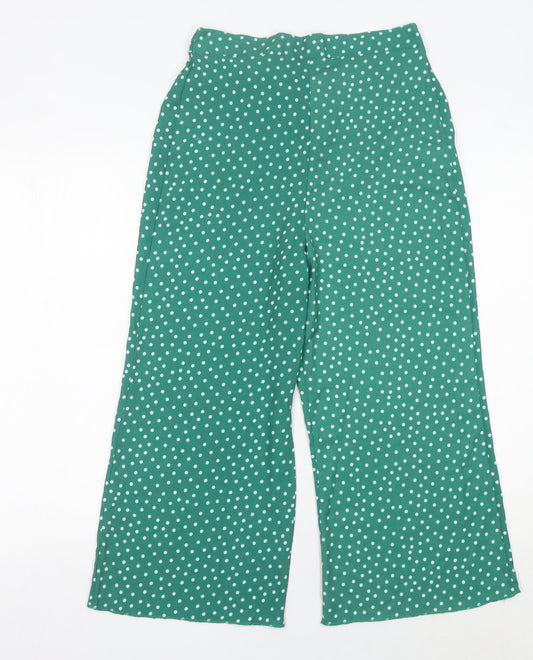 Womens UK Size 10 Boohoo Regular Fit Wide-Leg Green Trousers