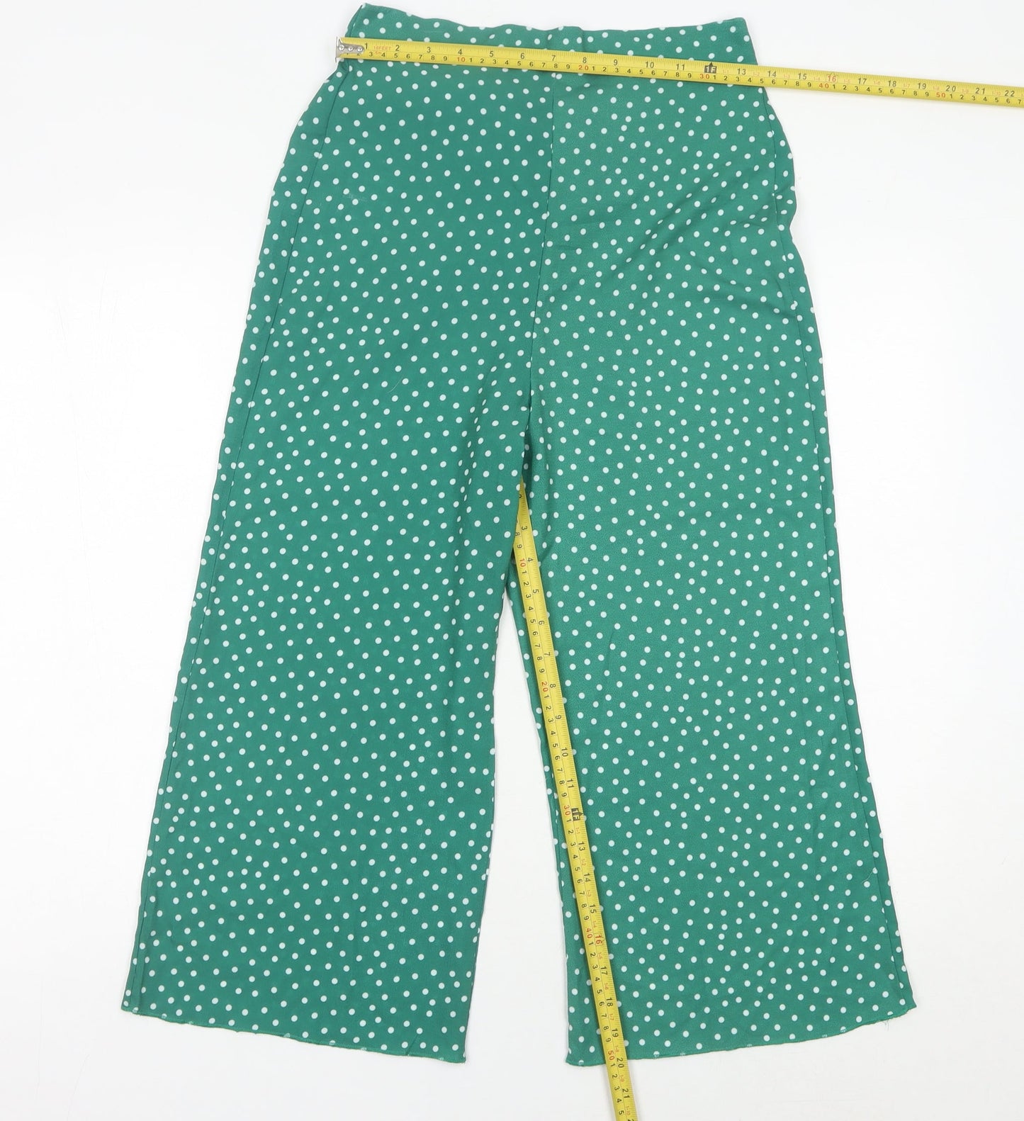 Womens UK Size 10 Boohoo Regular Fit Wide-Leg Green Trousers