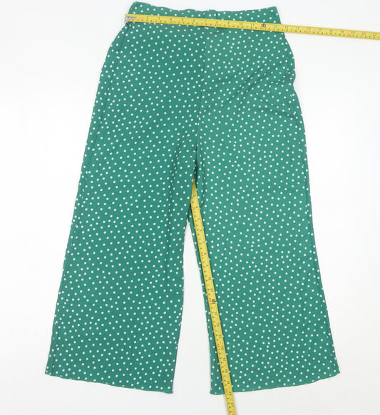 Womens UK Size 10 Boohoo Regular Fit Wide-Leg Green Trousers