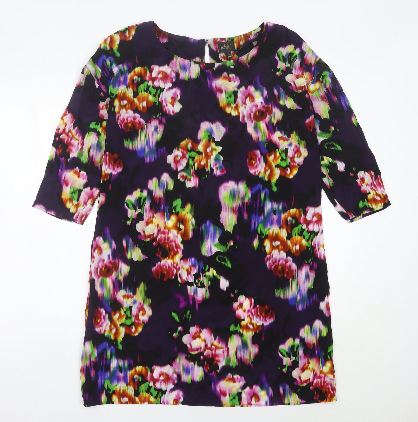 East Women’s Multicoloured Floral Silk Shift Dress Size 12