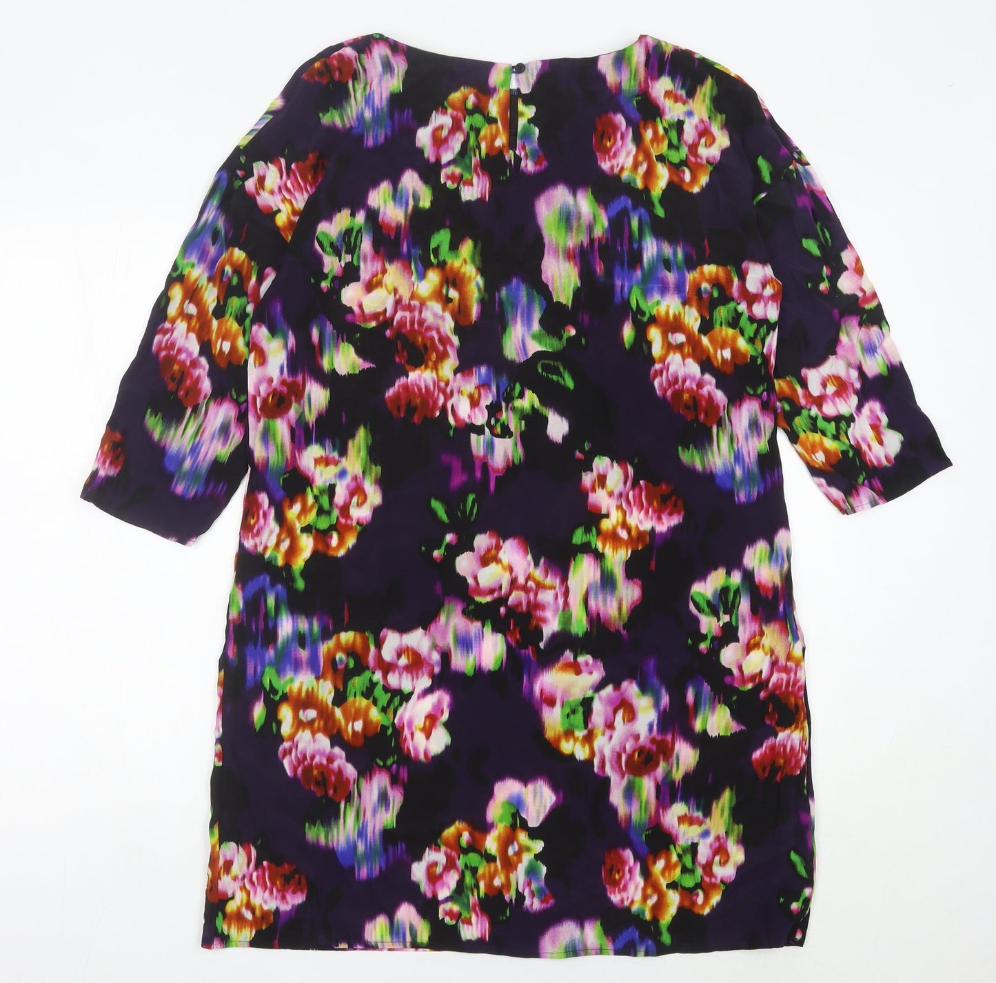 East Women’s Multicoloured Floral Silk Shift Dress Size 12