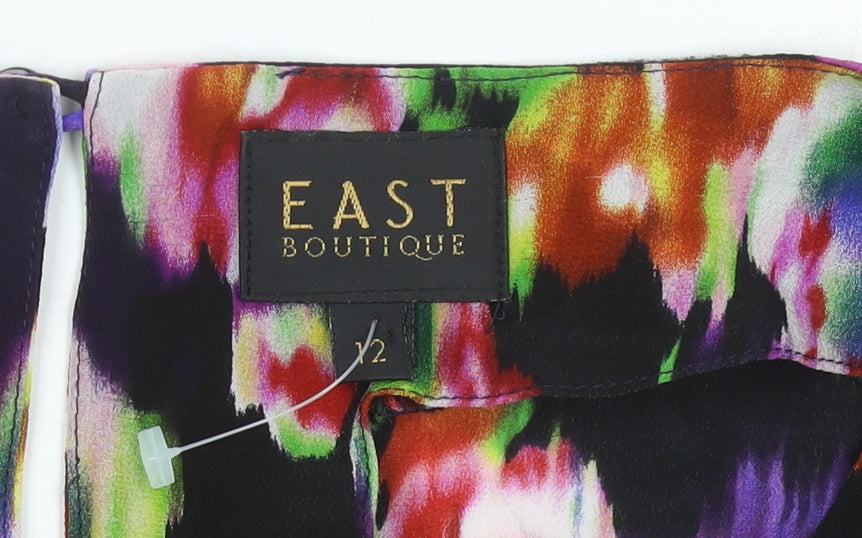 East Women’s Multicoloured Floral Silk Shift Dress Size 12