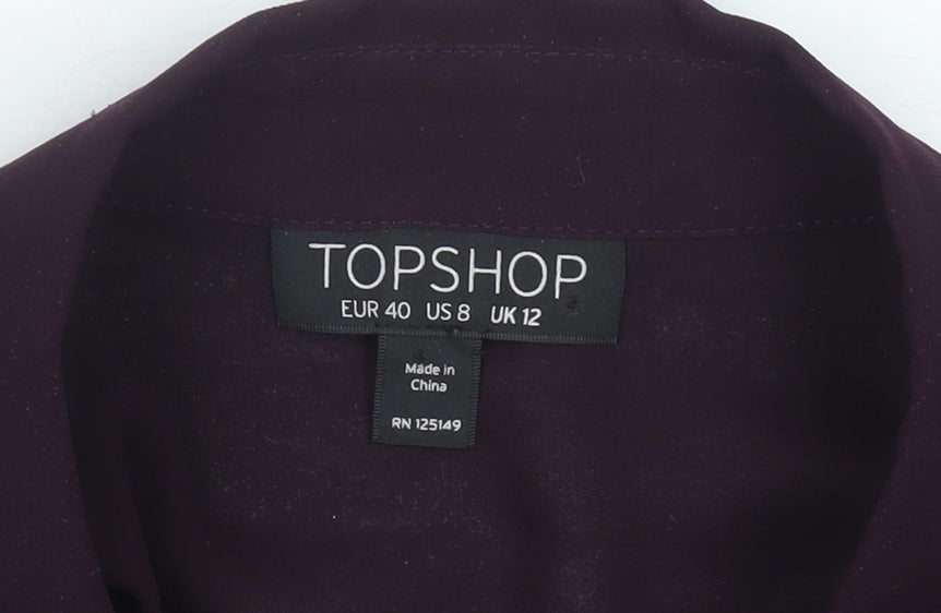 Womens UK Size 12 Topshop Purple Tunic Blouse