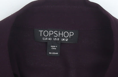 Womens UK Size 12 Topshop Purple Tunic Blouse